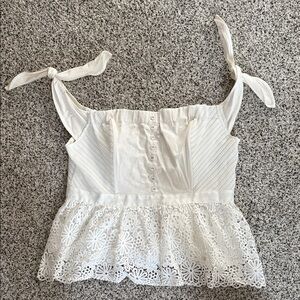 VENUS White Lace Blouse with Tie Straps